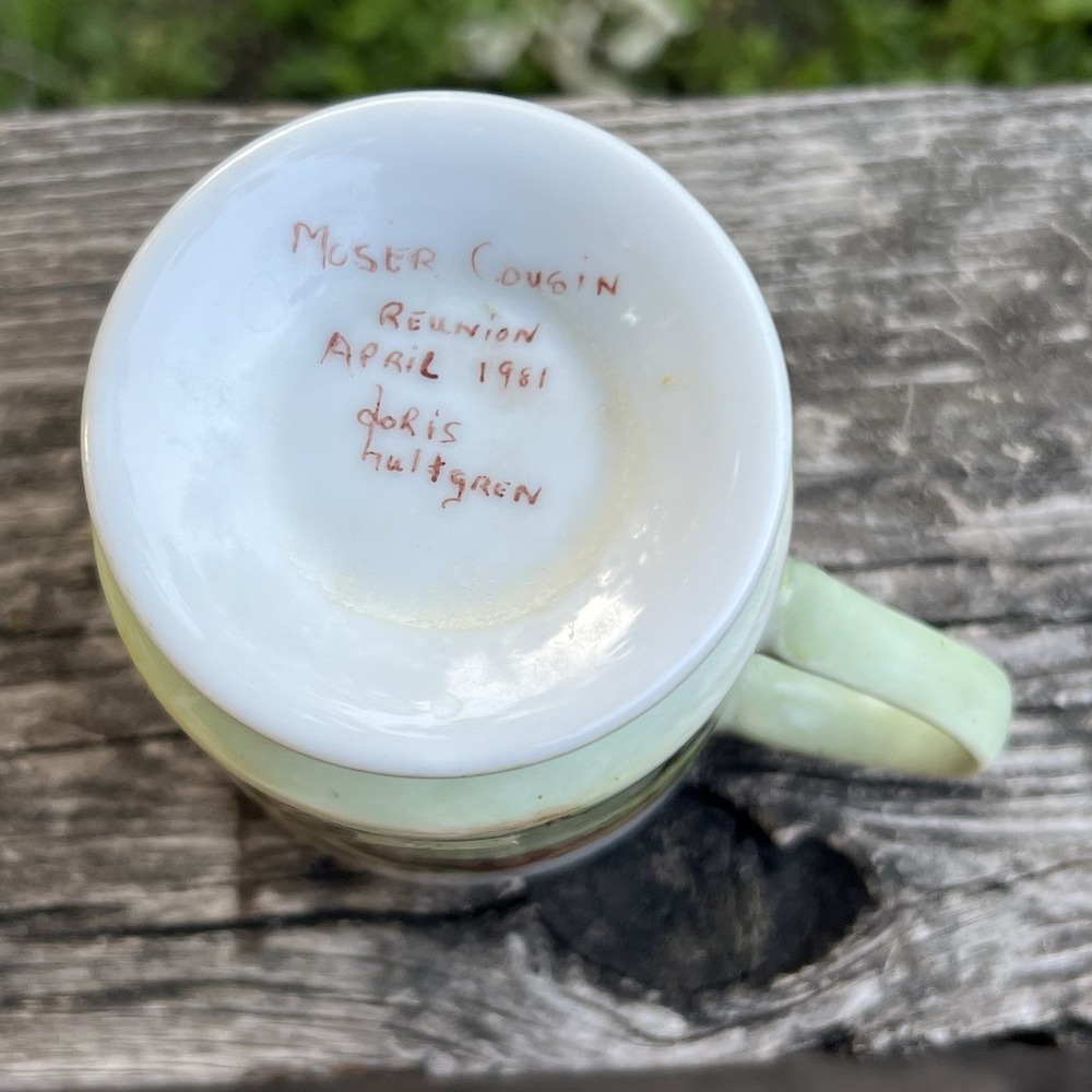 Vintage Hand Painted Farm Scene Pedestal Mug Personalized Signed 1981 - Picture 7 of 9